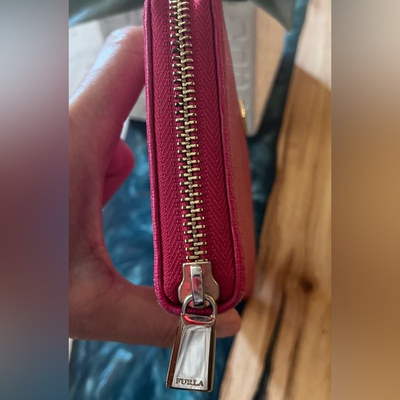 Furla Saffiano Leather Pink Zip around Wallet - Picture 6 of 13